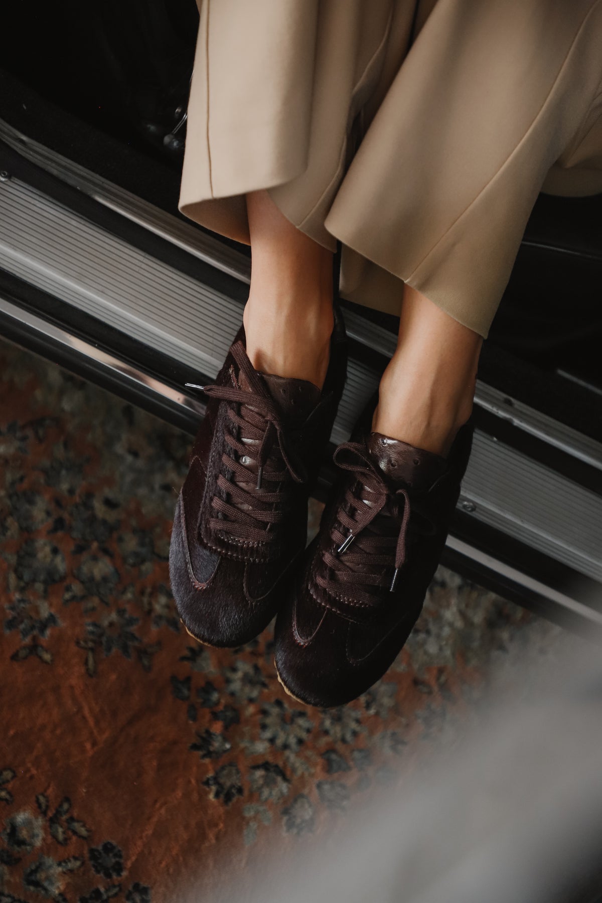 Sneaker Alberto Piel Efecto Pelo Marrón Chocolate