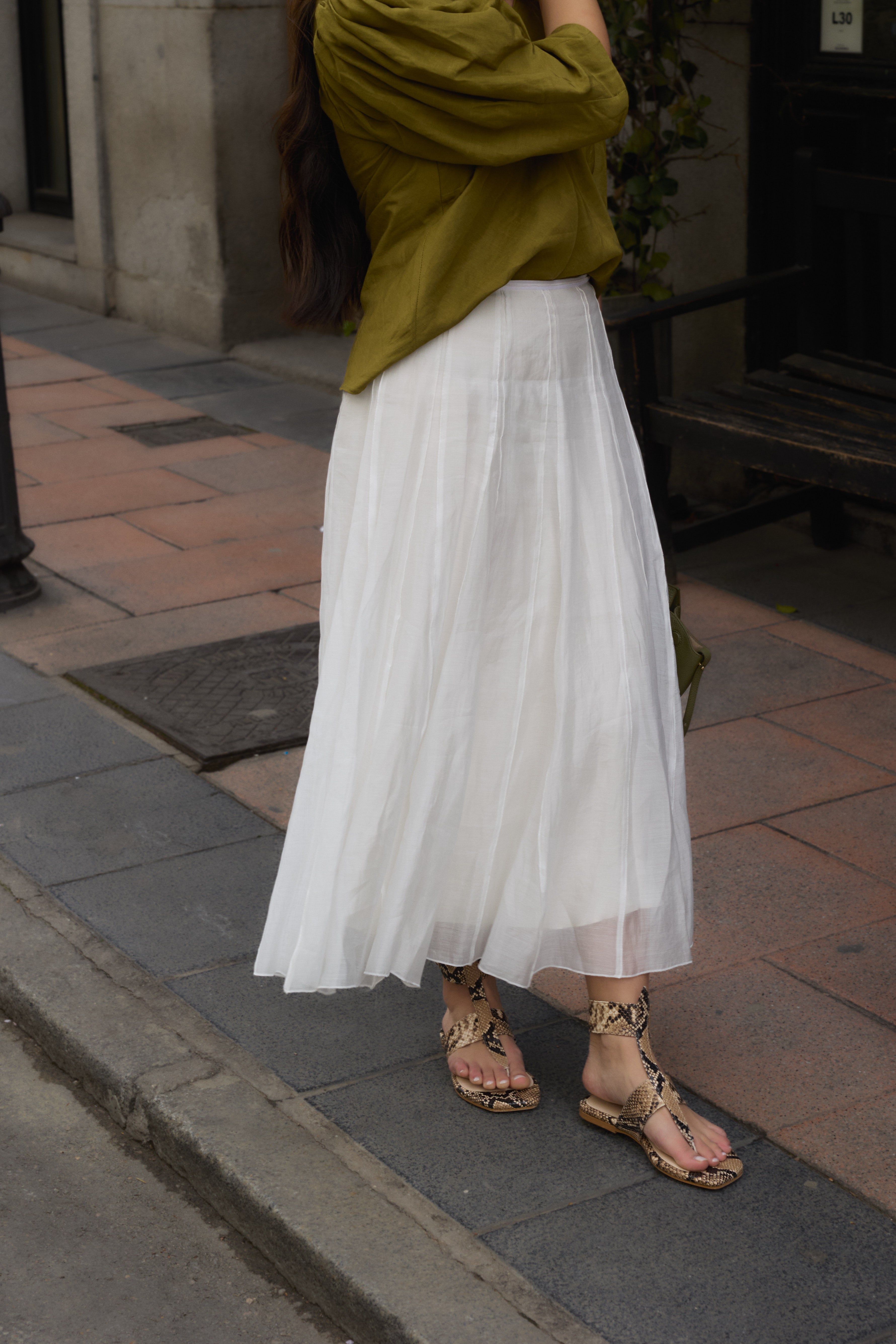 SANDRA 2.0 FLAT SANDAL WITH NATURAL PYTHON EFFECT LEATHER