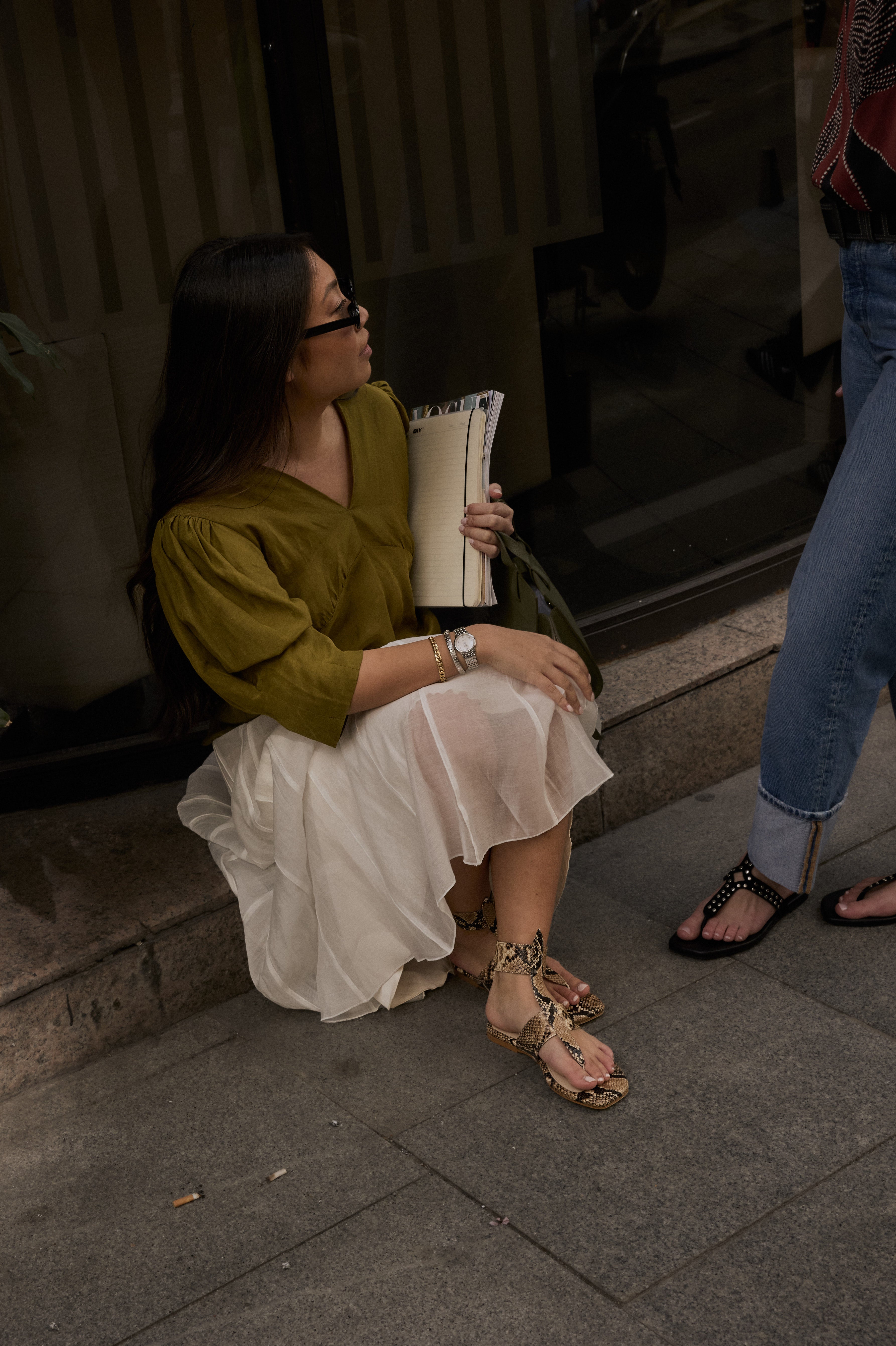 SANDRA 2.0 FLAT SANDAL WITH NATURAL PYTHON EFFECT LEATHER
