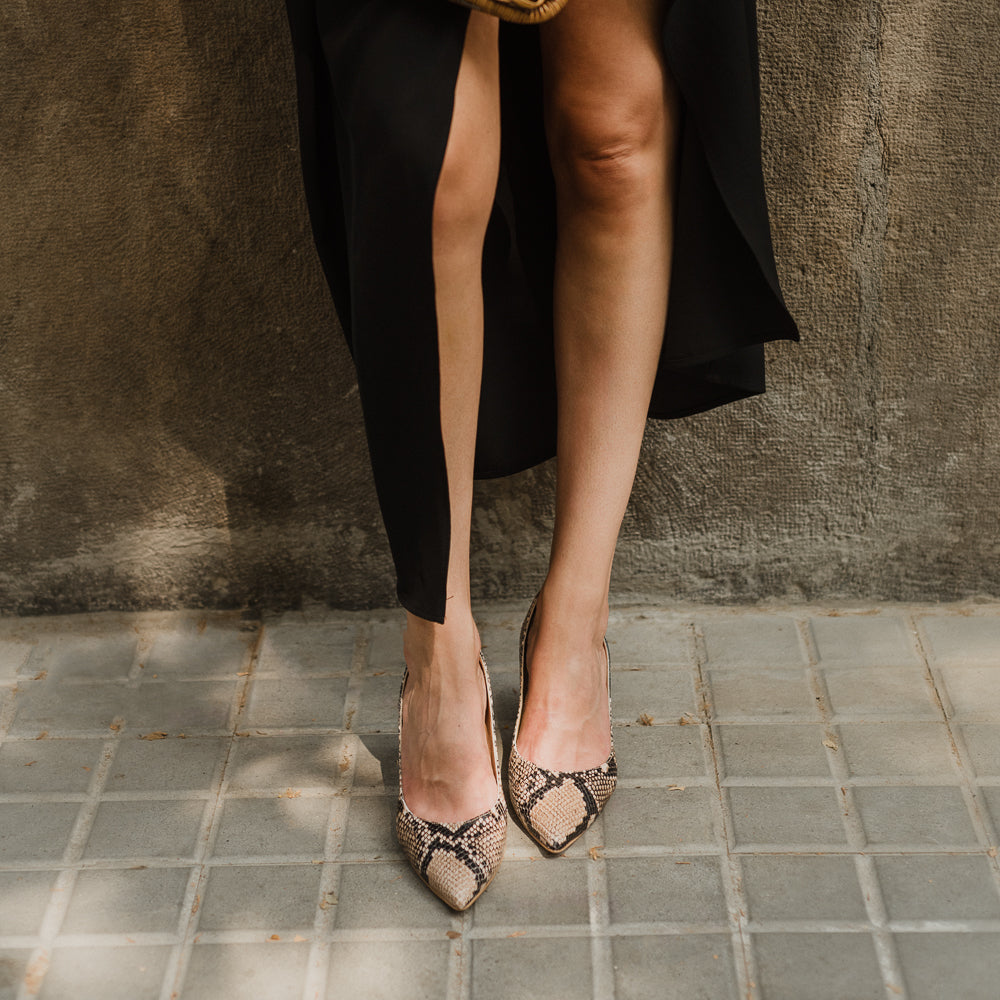 Megan Tacones Stiletto con Estampado de Serpiente