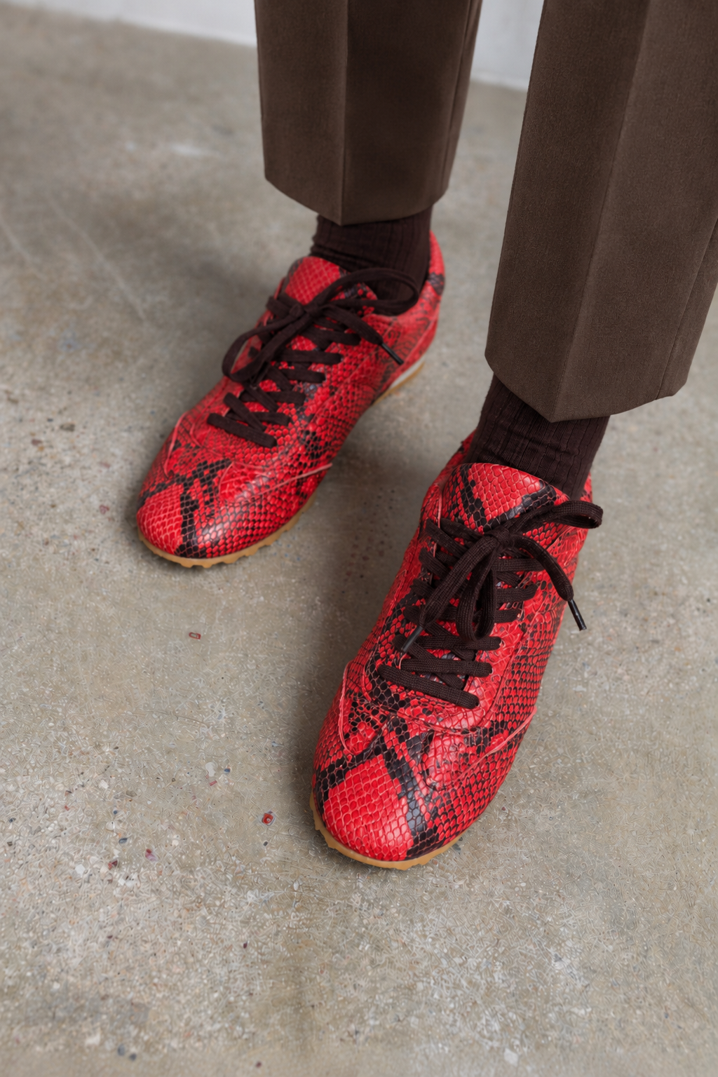 Sneaker Alberto Piel Efecto Pitón Rojo