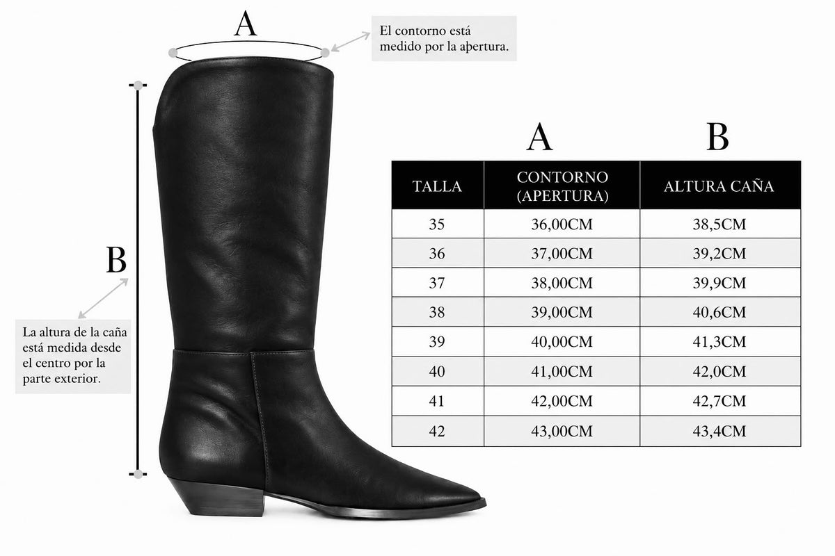 Bota Campera Ainhoa Piel Negra Tacón 2Cm