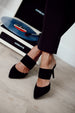Stiletto Alba Ante Negro Tacón 8Cm