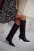 PEPA BLACK LEATHER BOOT MIDI HEEL 5CM