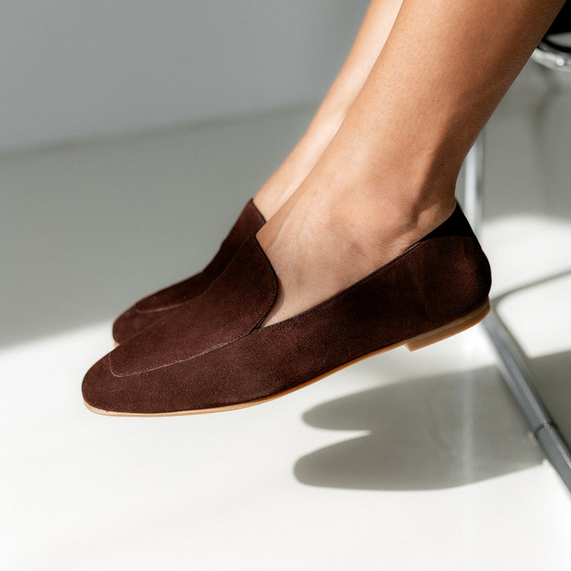 WHITE CHOCOLATE BROWN SUEDE LOAFER