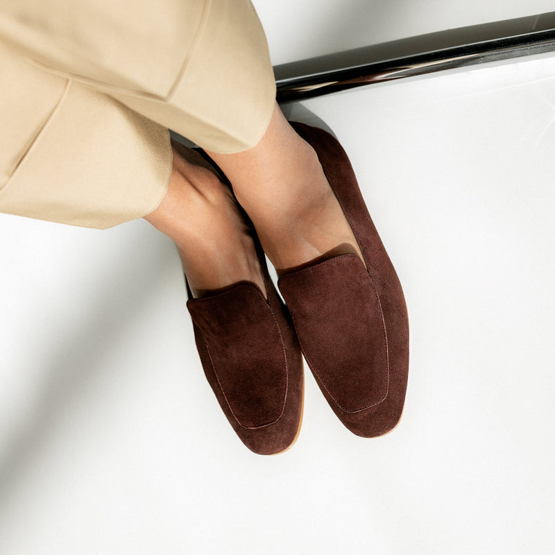WHITE CHOCOLATE BROWN SUEDE LOAFER