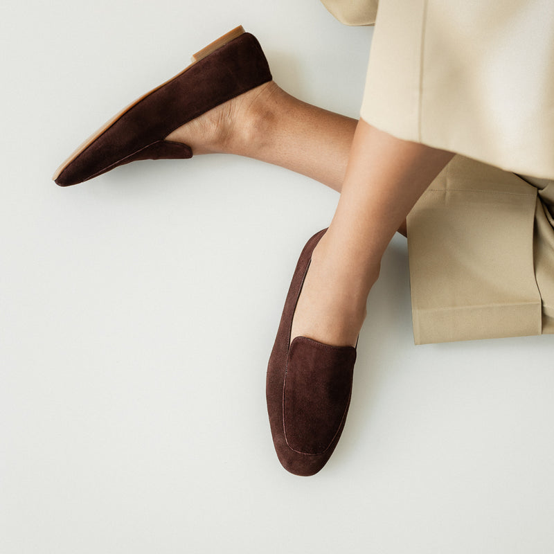WHITE CHOCOLATE BROWN SUEDE LOAFER