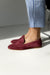 WHITE SUEDE BURGUNDY LOAFER
