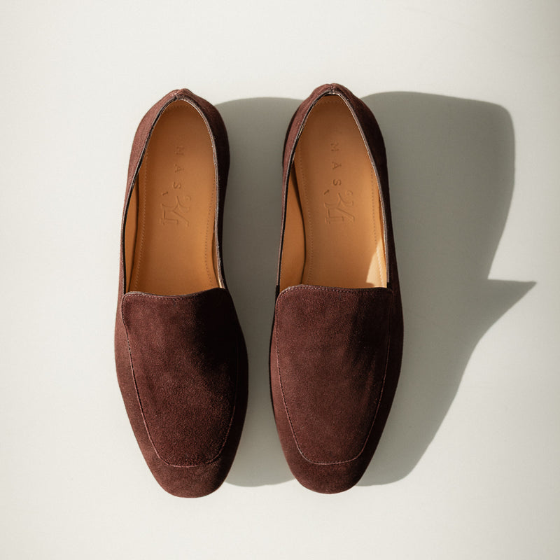 WHITE CHOCOLATE BROWN SUEDE LOAFER