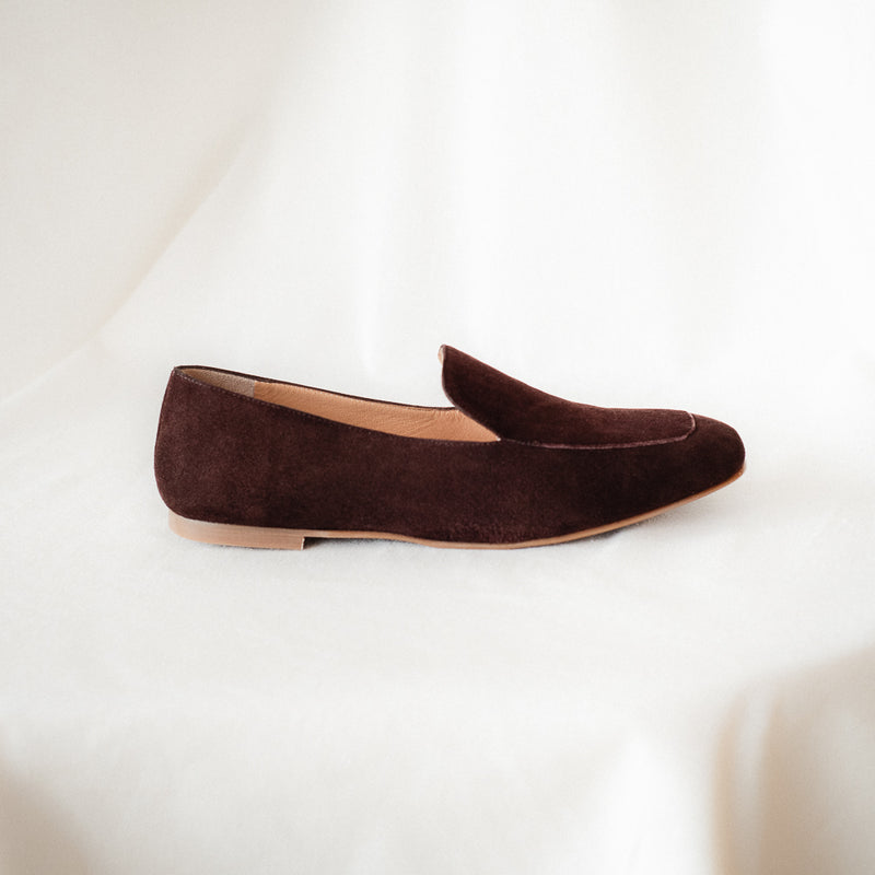 WHITE CHOCOLATE BROWN SUEDE LOAFER