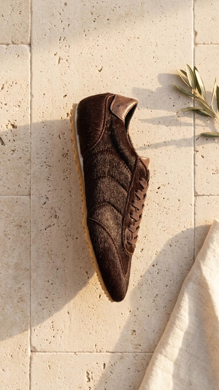 Sneaker Alberto Piel Efecto Pelo Marrón Chocolate