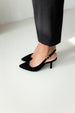 HANNA BLACK SUEDE 6CM HEEL SLINGBACK STILETTO