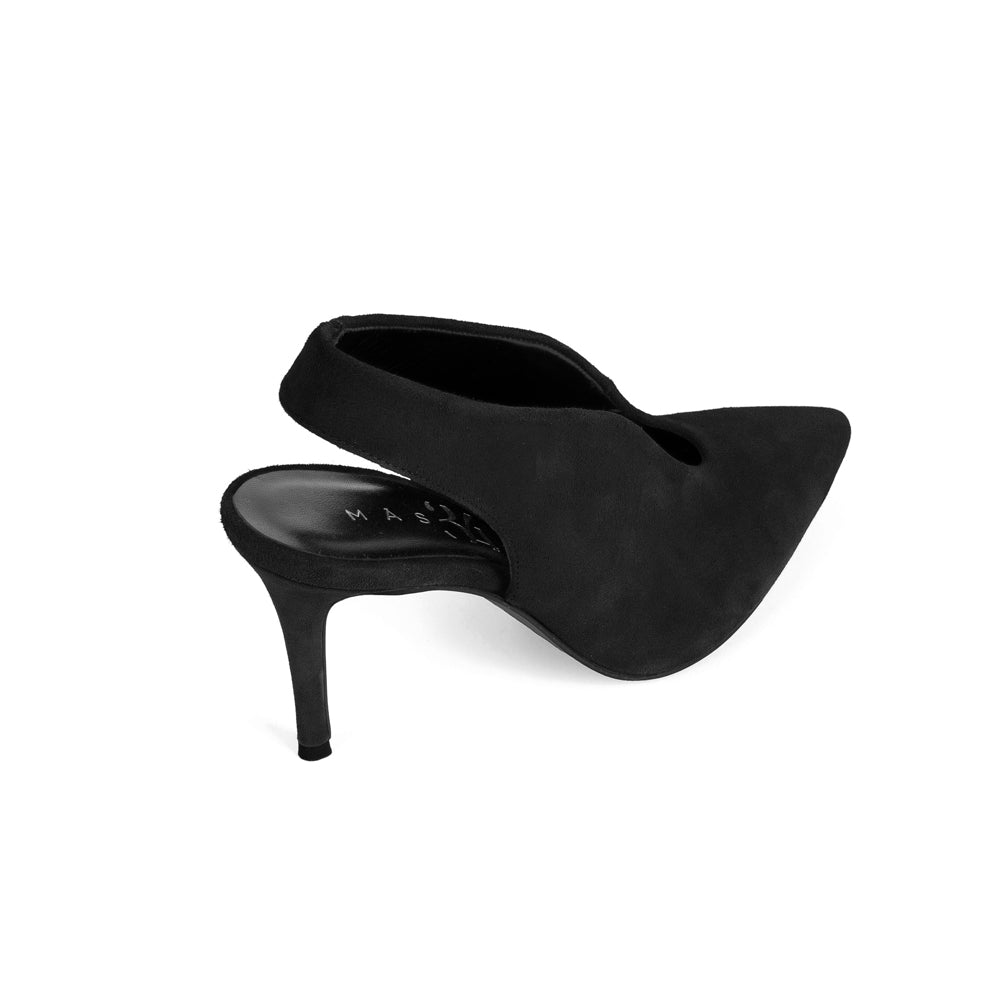 Stiletto tacón 8cm destalonado en ante natural perfecto para bodas, bautizos y comuniones.