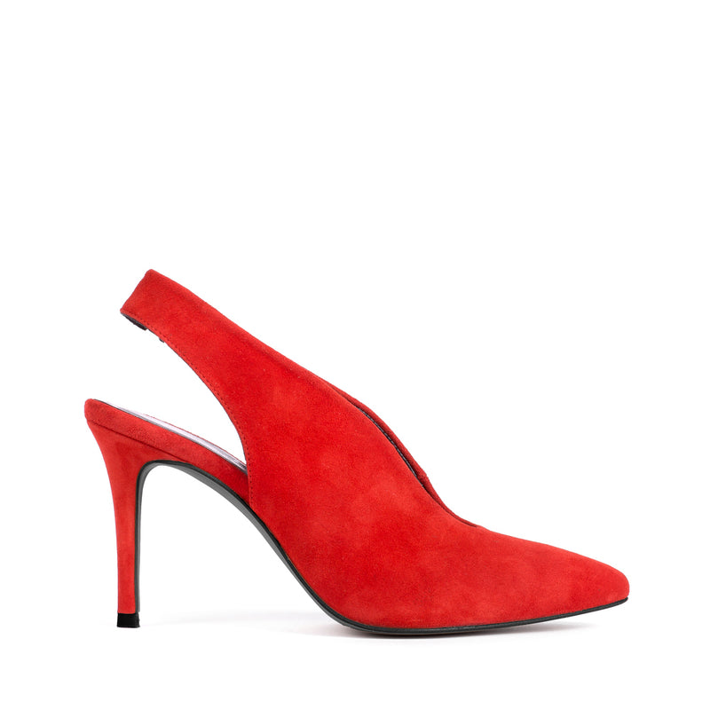 Stilettos mujer elegantes y cómodos tacón 8cm en ante rojo