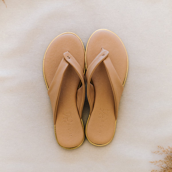 Sandalias planas de verano mujer con planta de gel acolchada que amortigua la pisada super cómoda en piel color nude
