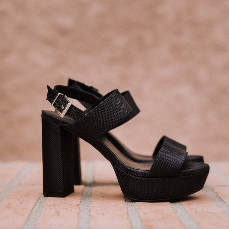 Sandalias de tacón mujer cómoda, elegante y combina con todo en lino negro