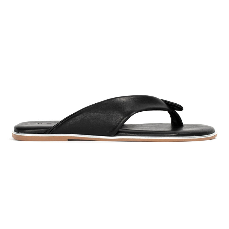 Sandalias planas de verano mujer con planta de gel acolchada que amortigua la pisada super cómoda en piel color negra