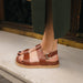 CARINA FLAT SANDAL IN BROWN LEATHER WITH 1.5CM PLATFORM